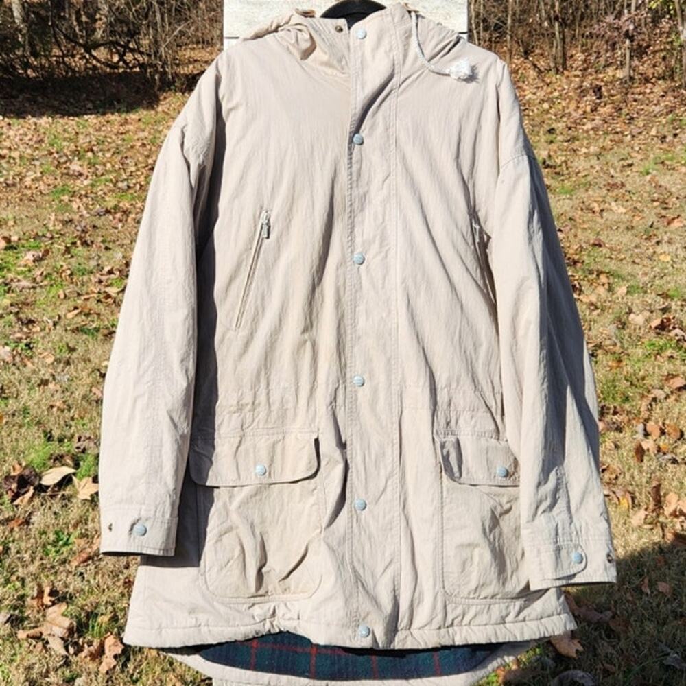 L.L. Bean Men’s XXL Beige Parka Jacket Hooded Flannel Lined Outdoor Workwear